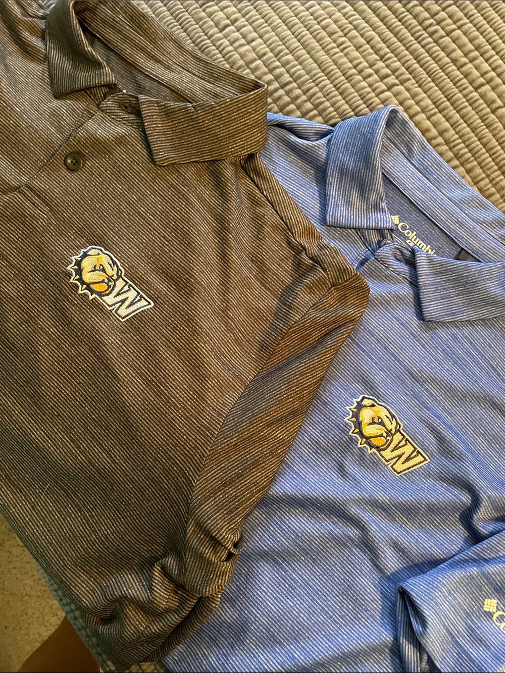 Columbia Men's Blue and Black Polo/Golf Shirts with Wingate Univ Mascot